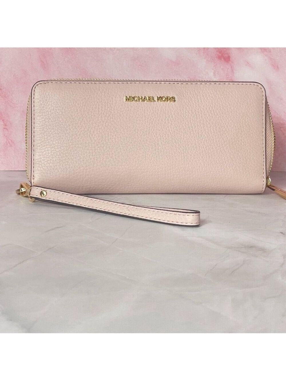 Michael Kors Reed Large CZ Belted Satchel & Matching Wallet Powder Blush Pink - Picture 11 of 14